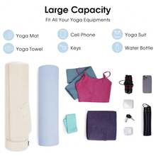 Yoga Mat Bag, Full Zip Cargo Yoga Mat Carrier Bag With Drawstring Water Bottle Pocket And Bottom Wet Pocket, Exercise Yoga Mat Carrier Holder Multi-Functional Storage Bag Patent Pending - 米色 - 查看 5