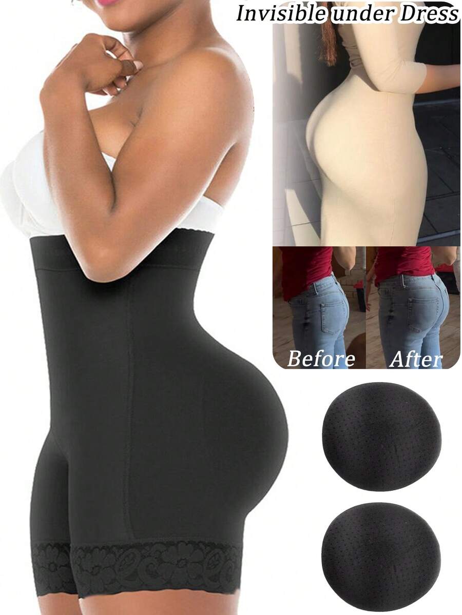 High Waist Women Butt Lifter Padded Bum Pants Ladies Tummy Control Shapewear Shorts Underwear Hip Enhancer Booty Boyshorts Body Shaper Thigh Slimmer Underpants Knickers Panties - nero - Visualizzare 1