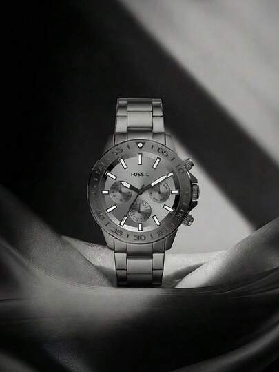 Fossil Reloj de cuarzo multifunción para hombres BQ2491, con correa de acero inoxidable gris, reloj deportivo, regalo ideal para el cumpleaños o aniversario de los hombres