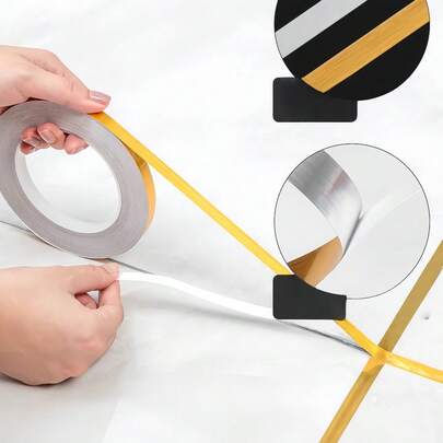 1pc 50M Brushed Gold Silver Floor Edging Waterproof Seam Wall Stickers Wall Gap Ceiling Home Decoration Self-Adhesive Tile Tape