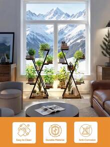 Soporte para plantas de interior con luces de cultivo: Estante metálico grande de varios niveles - Estante vertical iluminado con temporizador para flores y suculentas - Negro - Ver 5