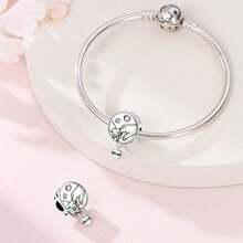 1 Silver-Plated Pendant Bead, Flower-Giving Bead, Parent-Child Hand-Holding Bead, Green Tree Of Life Bead, Parent-Child Hand-Holding Bead, Parent-Child Bead, Mother-Daughter Dance Tree Of Life Pendant, Family Harmony Bead, Family Tree Of Life Bead - Multicolor - View 3