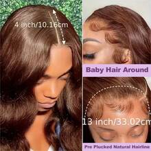 28 Inch 5*5 4*4 Pre Cut Lace Glueless Wig Wear And Go #4 Frontal Hair 13*4 Lace Front Black Wig Body Wave Wigs For Women Pre Plucked Ready To Wear Middle Part Pre Plucked With Baby Hair Natural Hairline HD Lace Blended Wig - Brown - View 7