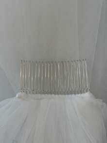 1pc Short Double-Layer Bridal Veil, Simple Chiffon Suitable For Wedding Registration, Daily Photo Shoot, Wedding Headpiece - Cool White - View 7