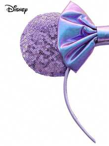 1pc Disney Sequin Bow Headband, Suitable For Disney Parks, Themed Parties, Birthdays, Classic Character Design, Great As Valentine's Day Gift - Multicolor - View 3