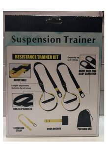 Equipo de Entrenamiento de Suspension, correas de entrenamiento de resistencia al peso corporal, Rally Banda de Resistencia, para Entrenamiento de Gimnasio en Casa de Cuerpo Completo - Negro - Ver 3