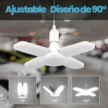 Bombilla LED Plegable 4 Aspas 60W 6500K Luz Blanca 25 cm - Lámpara LED de Alas Plegables, Foco LED Ajustable, Luz LED de Garaje, Bombilla de Ventilador LED, Lámpara LED Deformable, Foco LED de 4 Hojas, Bombilla LED Multiángulo, Ahorro Energía Eléctrico, Eficiencia - luz blanca - Ver 8