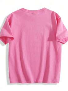 Easter Bunny Egg Girls' Pink Graphic Tee, FuncCute Text Print, Perfect For Spring Summer, All-Year Wear, Ideal Birthday &Holiday Gift - 粉色 - 查看 2