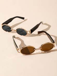 1/2件装塑料经典椭圆形女士流行设计眼镜组合，适合街拍摄影师 - 彩色 - 查看 5