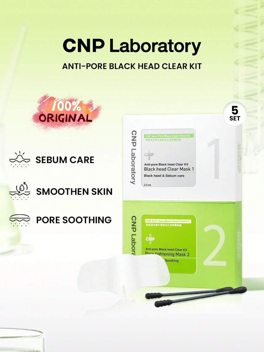 CNP 5pcs/Set Laboratory Anti-Pore Blackhead Cleaning Kit, Suitable For All Skin Types, Deep Cleansing Blackhead Nose Strips, Solve Blackhead Issues