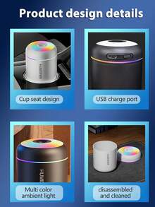 黑白两色可选，加湿器，180毫升容量/USB供电，家用/卧室/浴室空气净化器，低噪音香薰雾化器，情人节礼物 - 橢圓 - 查看 7