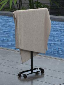 1pc Modern Freestanding Towel Rack, Elegant 3-Tier Black Bathroom Towel Holder With Hooks, Sturdy Floor Standing Towel Bar - Black - View 4