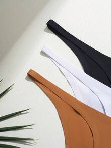 3件套女士无痕丁字裤，性感舒适隐形，时尚亲肤轻盈套装，适合运动健身，情人节、母亲节、圣诞节、万圣节礼物 - 彩色 - 查看 3