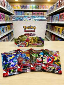 Pokemon Scarlet & Violet TCG Booster Packs 5/10 Packs Rare Holo Foil Ex & V Battle Cards Collectible Anime Periphery – Ideal For Kids' Stationery, Party Supplies, Holiday Gifts & TCG Enthusiasts Looking To Expand Their Collection - Multicolor - View 5