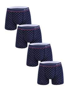 4条装飞机图案男士平角内裤，字母腰带，中腰短裤（随机不对称印花） - 彩色 - 查看 11