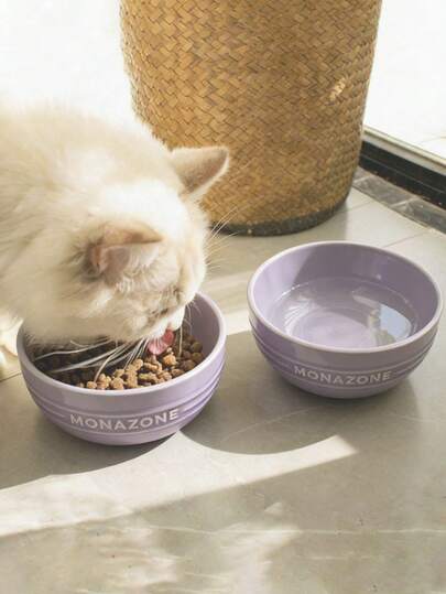 1pc Cat And Dog Bowl - Heavy-Duty Ceramic Pet Feeding Bowl, Spill-Proof, Scratch-Resistant, And Easy To Clean, Suitable For Indoor Cats And Small Dogs.