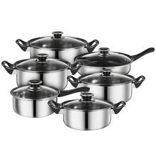 12pcs Stainless Steel Cookware Set With Non-Stick Coating And Glass Lids - Stainless Steel  Saucepan Stock Pot Set, Kitchen Induction CookwareIncludes Pots & Pans For All Cooking Needs, Ergonomic Handles, Perfect For Home & Restaurant Use - 銀色 - 查看 2