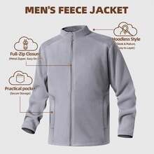 TIANXICO Men's Fleece Jacket Full Zip With Pockets Warm Lightweight Winter Jacket Running - Grey - View 4