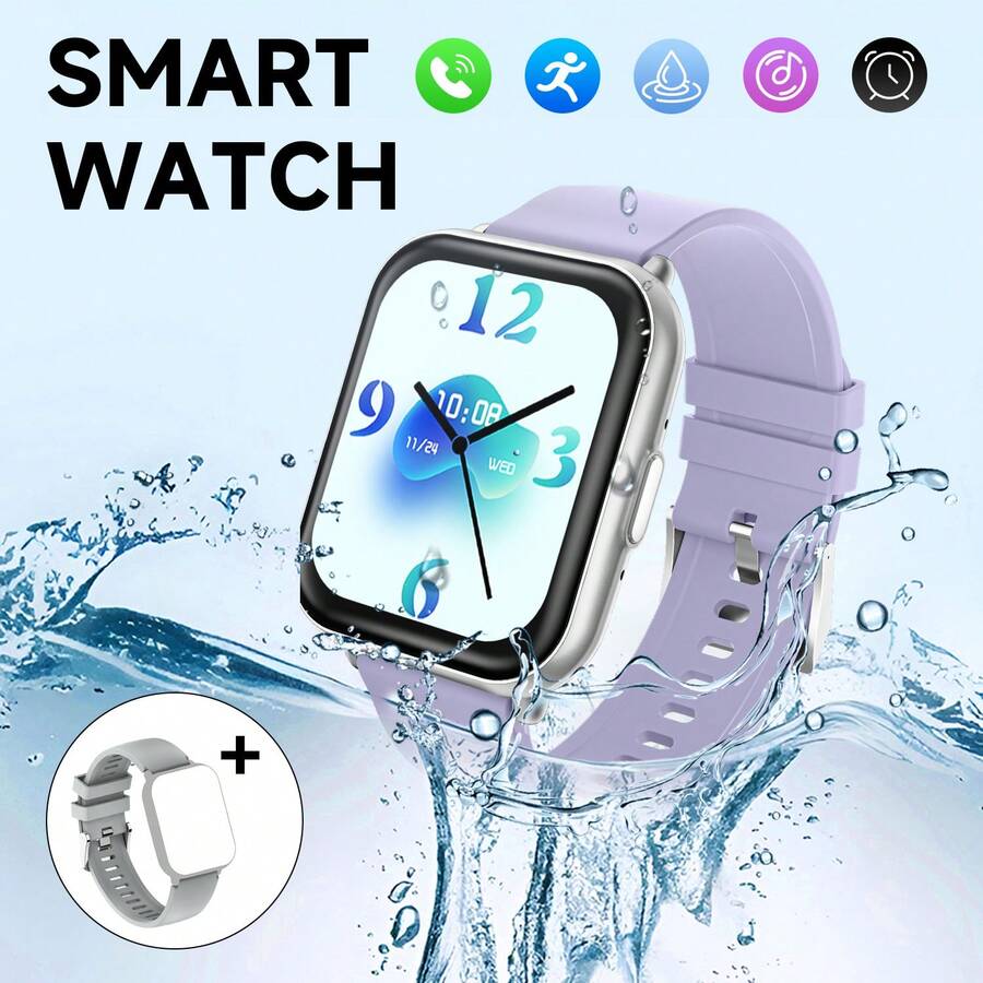 New Smart Watch, Compatible With IOS/Android, 1ATM Waterproof, Supports Pedometer, Wireless Calling, Notification Alerts, 100+ Sports Modes, AI Voice Assistant, Split Screen Display, Calculator, Fashionable Design, Customizable Watch Faces, Suitable For Men And Women, Great Valentine's Day Gift - Multicolor - View 1