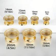 1pc Shiny Luxury Round Ear Gauge, Brass Material Ear Stretcher, Unisex, Gift, Party Body Piercing Jewelry - Round - View 5