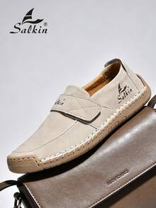 Salkin 新款設計師手工女款樂福鞋 穿脫方便 平底駕駛鞋 輕量柔軟舒適休閒鞋 不壓腳貼合設計 戶外運動鞋 百搭洋裝與牛仔褲 媽媽鞋 返校大學風學生鞋 日常徒步走路鞋 假期禮物 春夏秋大尺碼女鞋 - 米色 - 查看 8