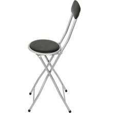 Gr8 Home Black Folding Bar Stool Breakfast High Back Chair Padded Round Desk Seat Kitchen - Black - View 3