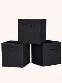 3/1 pieza Caja de almacenamiento cuadrada de tela no tejida de colores, organizador de ropa plegable, solución de almacenamiento multifuncional - multicolor - Ver 22