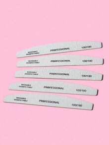 10Pcs Half Moon 100/180 Grit Wood Nail Files Double Sided Emery Board Washable Emery Boards Reusable Nail Buffers Manicure Tools For Natural Nails Home And Salon Use Nail Sanding Block File - Multicolor - View 4