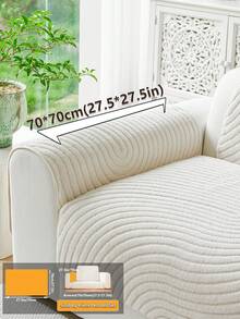 1pc Modern Solid Color Sofa Cover, Fashionable Plush Sofa Slipcover, Non-Slip, Scratch-Resistant, Dirt-Resistant, Pet-Friendly Sofa Protector, Fits 1, 2, 3, 4 Seater Sofas And L-Shaped Sofas, Suitable For All Seasons, Machine/Hand Washable, Decorative For Holidays - Beige - View 16