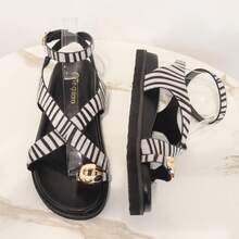 angelica Women Flat Sandals - Ngựa vằn đen - Xem 4