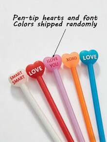6/12/24支装 - 情人节心形凝胶笔，趣味心形笔帽设计，黑色墨水，办公居家必备，情人节最佳礼物之选，学校课堂奖励，生日礼物！（颜色随机发货） - 多色 - 查看 9