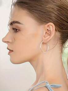 BMOR 6Pairs Punk Hoop Earrings Set Big Circle Earrings Jewelry For Women Girls Steampunk Ear Clip Punk Style Earring Ear Ring - Silver - View 6