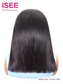 Hair Wear Go 无胶直发蕾丝前假发，7*5 透明蕾丝，预漂白迷你结，未经加工的柔软健康发丝，8-14 英寸波波头，180% 密度，预剪预拔发际线，巴西真人处女发，打造时尚造型，展现女性艺术优雅、活力四射、休闲日常、浪漫度假风情。 - SNatural - 查看 4