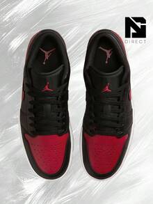 Jordan 1 Low Bred Twist – Men's/Women's Lifestyle Sneakers – Shoes For Unisex -Vintage-Spring & Summer-Inspired Running Shoes, Shock-Absorbing Comfort, Gym To Streetwear Casual Wear-Easter Gift– 553558 067 - Black/Varsity Red-Summit White - 查看 3