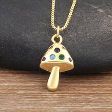 High Quality Mushroom Shape Gold Plated Charm Pendant Necklace For Women Girl Boy Cubic Zirconia Chain Link Jewelry Party Gifts - Gold - View 8
