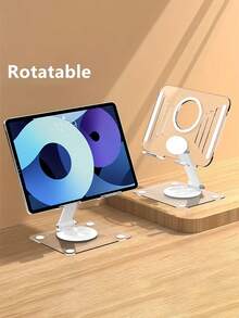 1个高透明亚克力平板电脑支架，多功能笔记本电脑桌面支架，360°旋转可折叠，可调节手机/阅读支架 - 彩色 - 查看 7