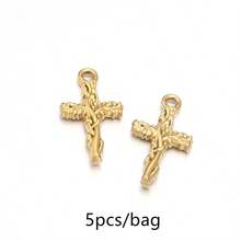 5pcs/Pack Stainless Steel Cross Pendant, Fashionable Personalized Necklace Bracelet Earring Jewelry Making Cross Pendant, Anti-Allergy Jewelry DIY Pendant Accessories - Pendant - View 18
