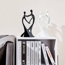 YUNRUICHI Modern Minimalist Abstract Couple Resin Sculpture Statue Clean White Finish Art Ornament For Living Room Office Desktop Home Decoration Gift - 白色1件 - 查看 10