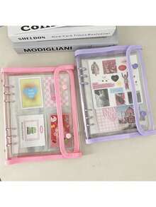 A5 Double Ring Binder, 10pcs Loose Leaf Bags, DIY Photo Album Storage Notebook, Kpop Organization Binder - Multicolor - View 5