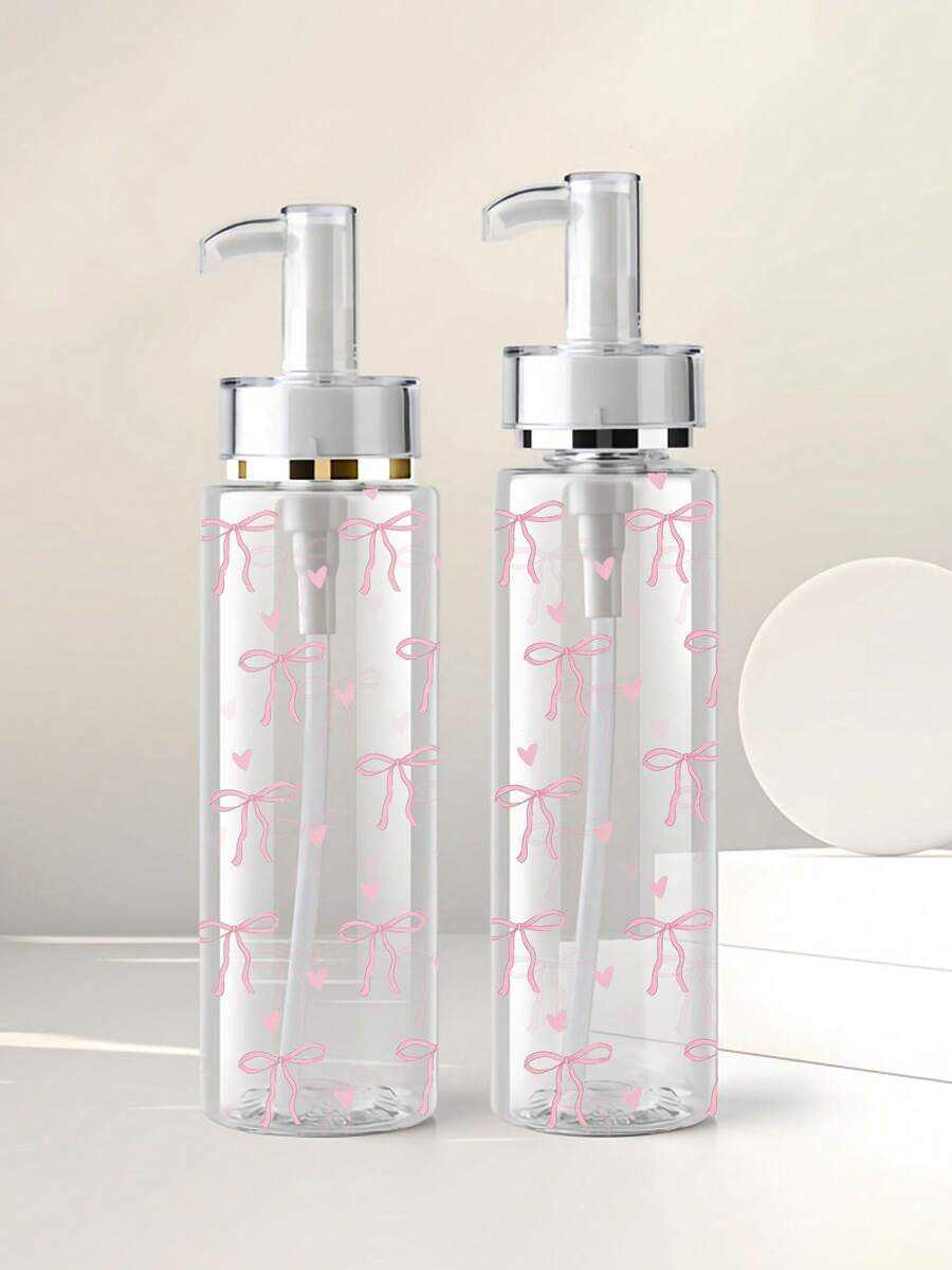 100ml/120ml/150ml/200ml Transparent Acrylic Pump Bottle With Bow Decor, Suitable For Water-Based Lotions, Cosmetics And Toners, Ideal For Travel And Business Use, Refillable Lotion Dispenser - Multicolor - View 1