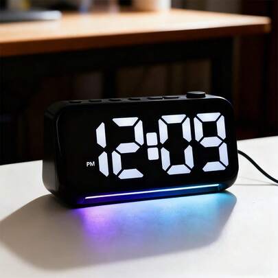 6-Inch RGB Color Changing LED Digital Alarm Clock With Night Light, Multi-Font Display, Dimmable, 5 Volume Levels
