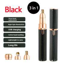 Afeitadora de lápiz labial 3 en 1 para mujer, recortador de cejas, depiladora corporal recargable por USB para Bikini, piernas y cara OG5G - Negro - Ver 12