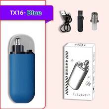 Recortador de pelo de nariz para hombres, removedor de pelo de nariz portátil, recortador recargable por USB para nariz y orejas, cortador de pelo de nariz eléctrico C8NO - TX16-Azul Conjunto A - Ver 2