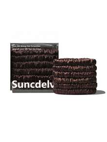 SUNCDELV SLIK 22 Momme 100% Silk Hair Scrunchie Handmade Pure Mulberry Hairbands Silk Hair Ties Scrunchies Set Women Curly Thin Hair Srevela Hair Accessories - Multicolor - View 30