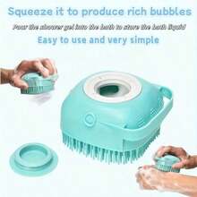 Pet Bath Brush - Dedicated Pet Bathing Tool - Silicone Bath Massage Brush Comb - Built-In Shampoo Dispenser Massage Bath Brush - Dual-Function Massage Comb And Cleaning Tool, Ergonomic Handle, Detachable Brush Head, Wet And Dry Use, Massage Silicone Bath Comb With Shampoo Storage Function - Durable Silicone Material, Harmless Materials, Convenient Bath Brush, Can Be Opened To Dispense Shampoo. - Multicolor - View 9