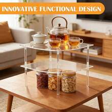 Clear Acrylic Corner Storage Shelf (2-Tier) – Detachable Organizer For Spices & Tableware, Fits Kitchen & Dining Room - Multicolor - View 12