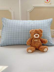 4件套蓝色格子床品套装（1件被套+1件床单+2件枕套），柔软舒适，适用于学生宿舍双层床，亲肤透气，经久耐用，不易褪色，保暖，适合卧室、客房、宿舍，四季皆宜。 - 海之聲_灰 - 查看 4