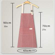 90*65*1厘米亚麻烹饪围裙，带大口袋，厨房烹饪围裙 - 多色 - 查看 6