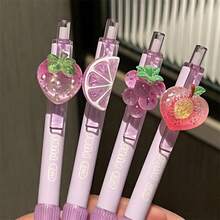 1pc Random Grape Scented Hanging Ballpoint Pen, Cute & Elegant 0.5mm Black Ink Ballpoint Pen, Suitable For Writing And Learning - Multicolor - View 9
