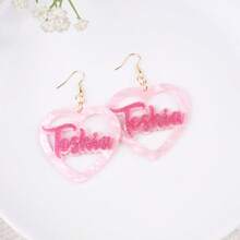 可定制名字的亚克力爱心亮片字母耳环，甜美性感女神风格耳环 - 淺粉色 - 查看 5